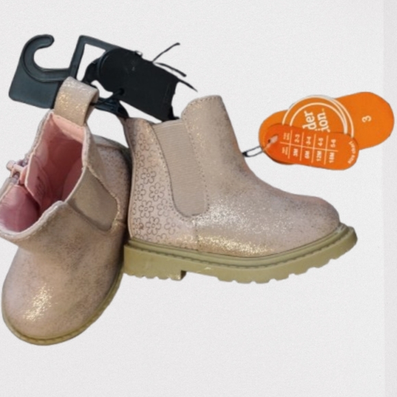 M7) Wonder Nation Pink Glitter Chelsea Boots – Toddler Girl Size 3T - Picture 3 of 11
